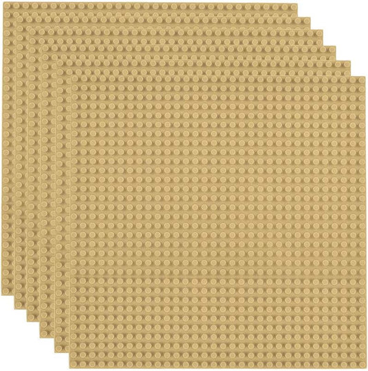 Classic Baseplates Building Base for Building Bricks 100% Compatible with Major Brands-Baseplate 10" X 10", Pack of 6 (Sand Color)